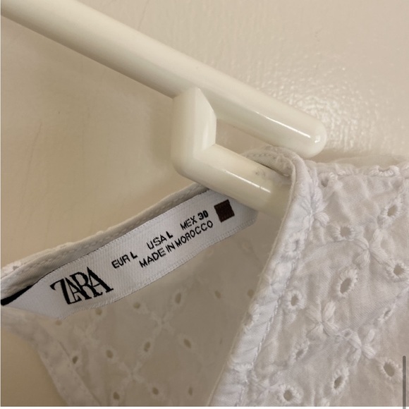 Zara White Eyelet Embroidered Dress Summer Size Large L - Picture 8 of 11